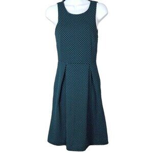 41 Hawthorn Jace Dress Green Black Small Fit Flare Lined Sleeveless Dot